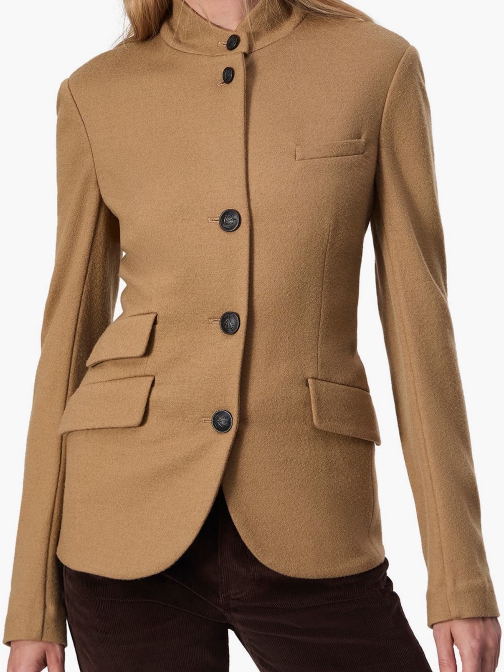 rag & bone Camel Wool-Blend Button Front Blazer